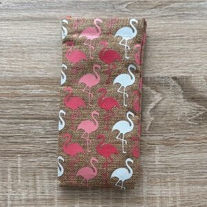 Flamingo Print Burlap Glasses Case | francesca’s